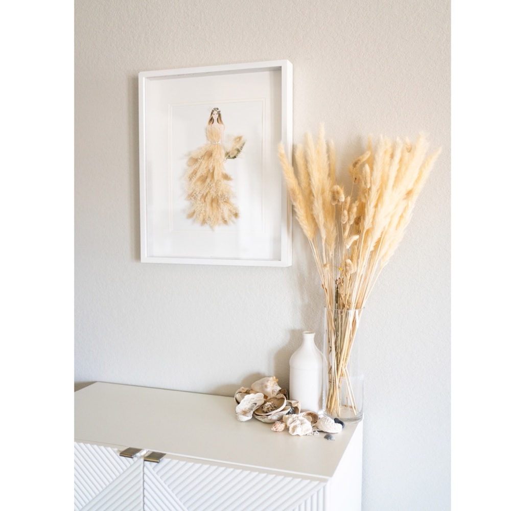 3D wall art, white wooden frame